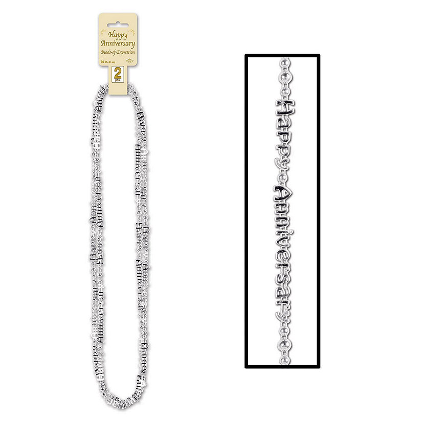 Beistle - Happy Anniversary Beads-Of-Expression - Silver - 12 Pack Image