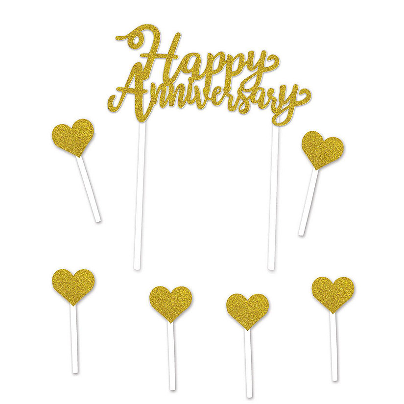 Beistle - Happy Anniversary Cake Topper - 12 Pack Image