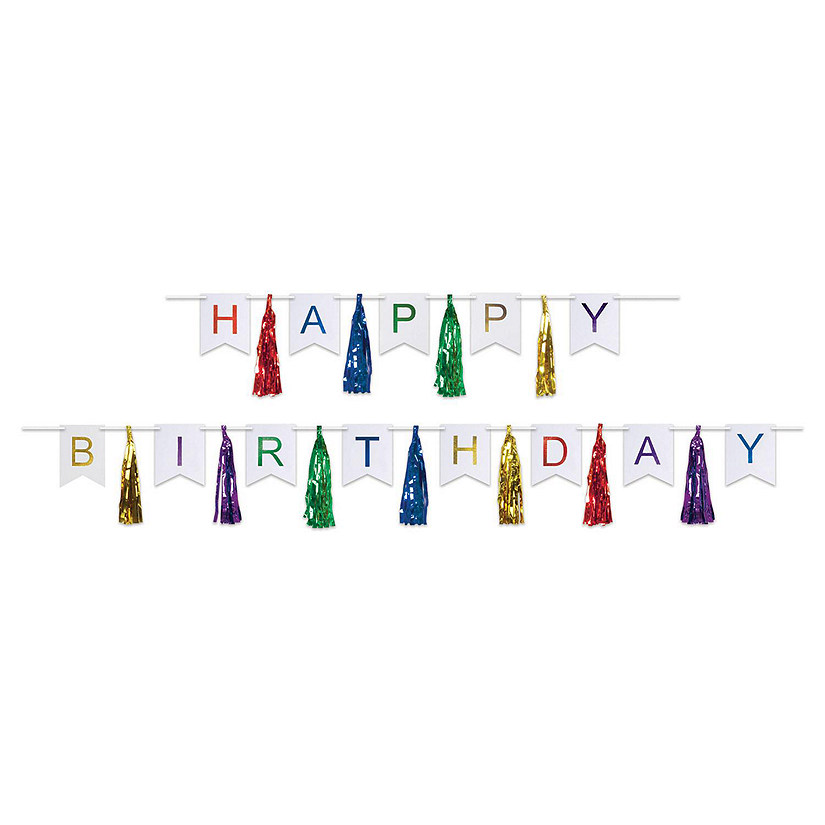 Beistle - Happy Birthday Tassel Streamer - Multicolor - 12 Pack Image