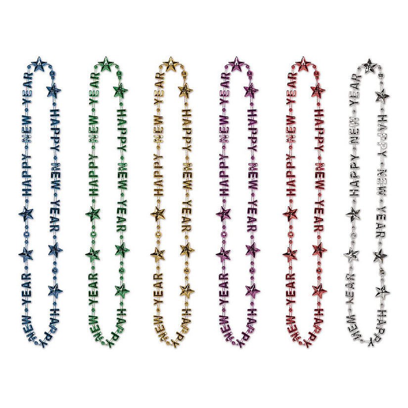 Beistle - Happy New Year Beads-Of-Expression - Multicolor - 12 Pack Image