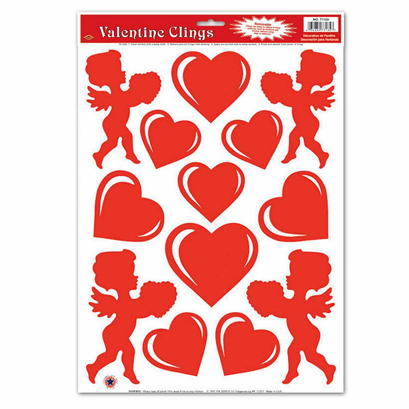 Beistle - Heart &amp; Cupid Clings - 12 Pack Image