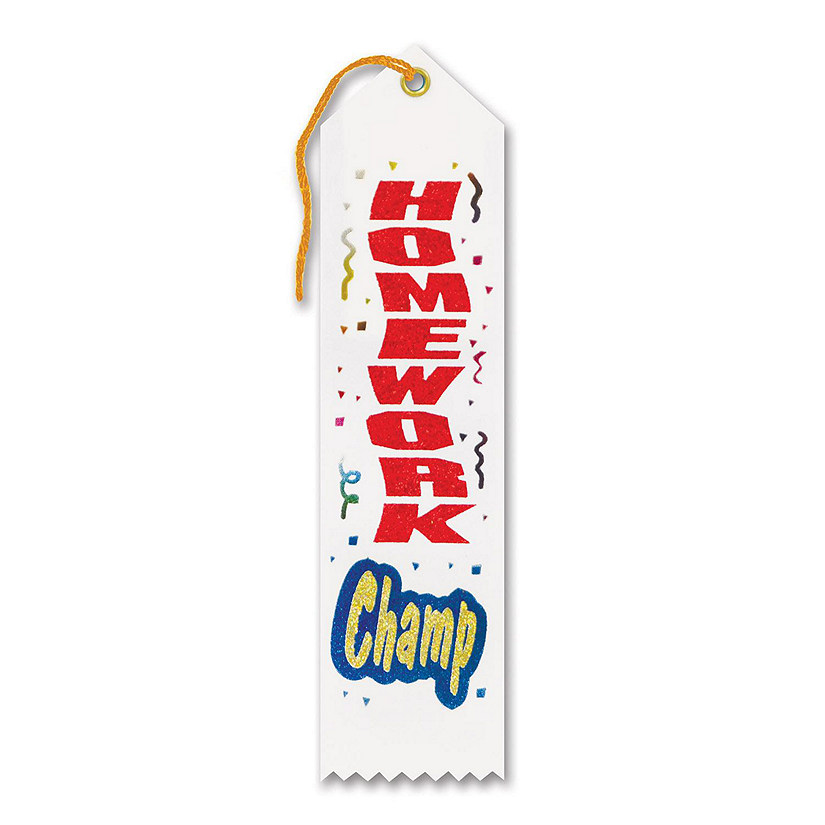 Beistle - Homework Champ Award Ribbon - 6 Pack Image