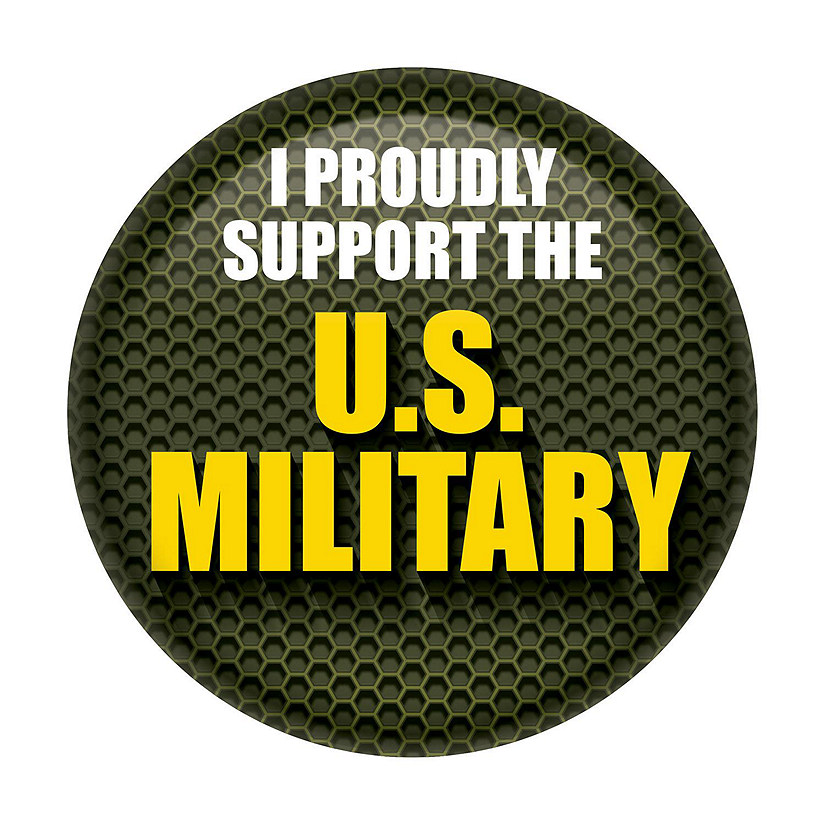 Beistle - I Proudly Support The US Military Button - Green - 6 Pack Image