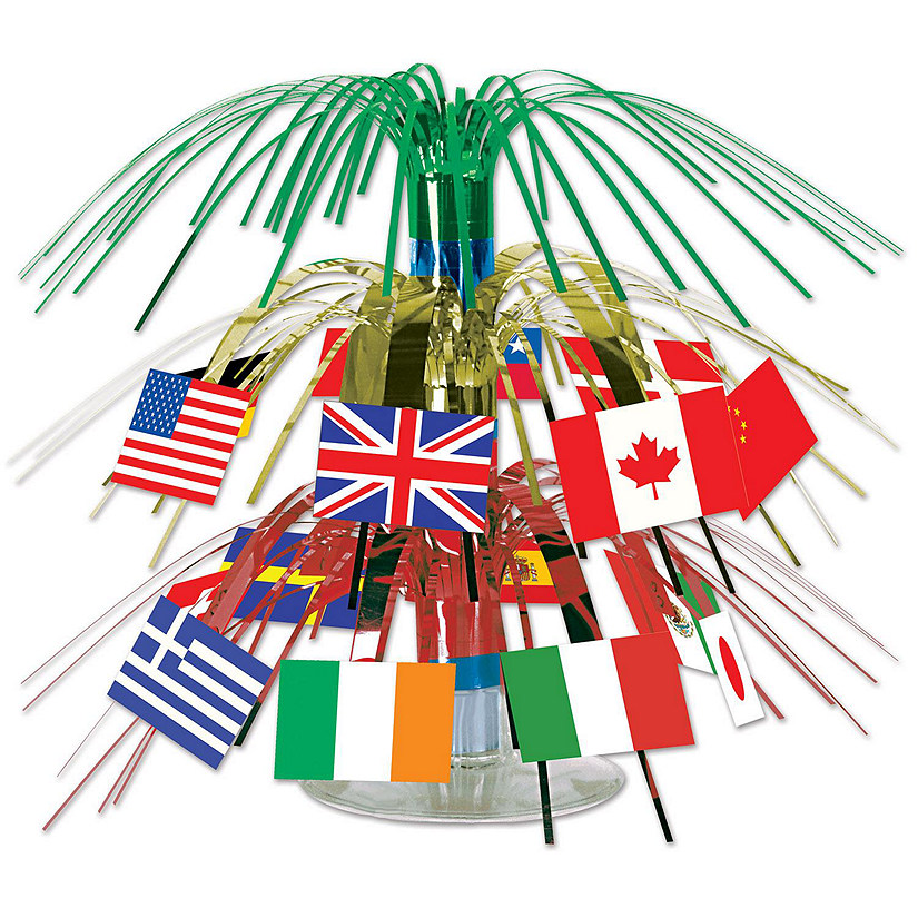 Beistle - Int'l Flag Mini Cascade Centerpiece - 12 Pack Image