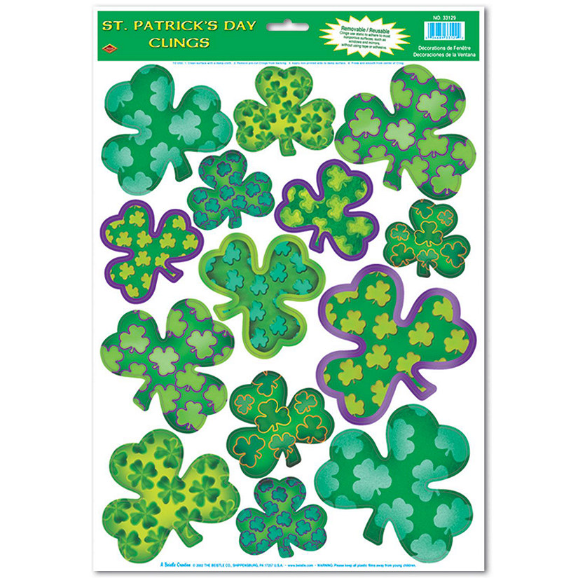 Beistle - Irish-Mood Shamrock Clings - 12 Pack Image
