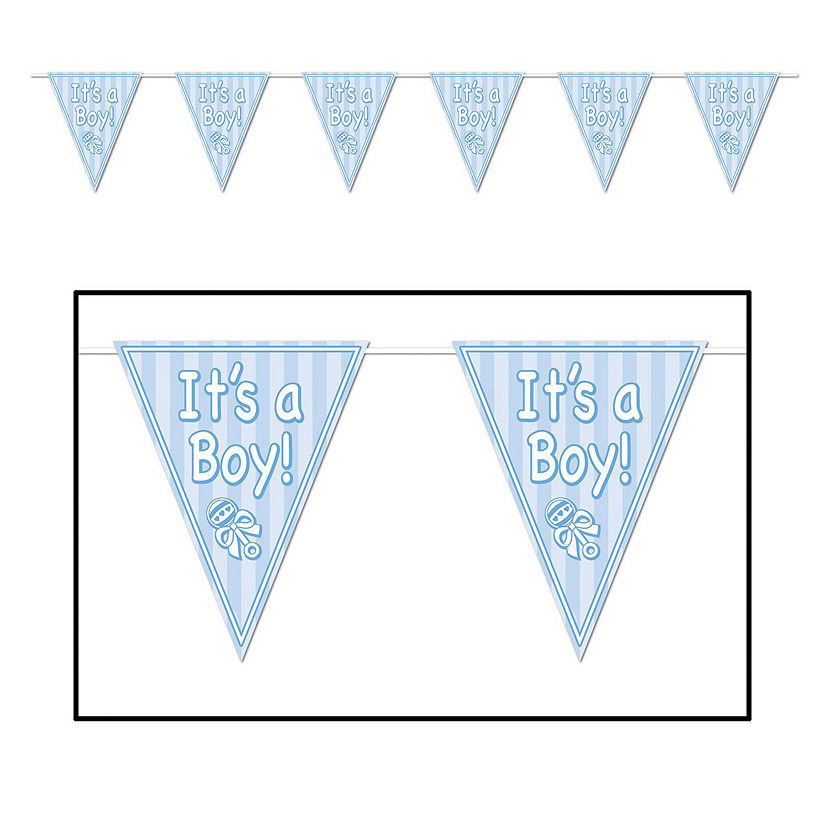 Beistle - It's A Boy! Pennant Banner - 12 Pack Image