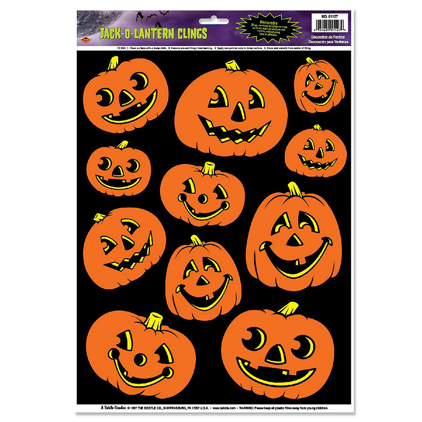 Beistle - Jack-O-Lantern Clings - 12 Pack Image