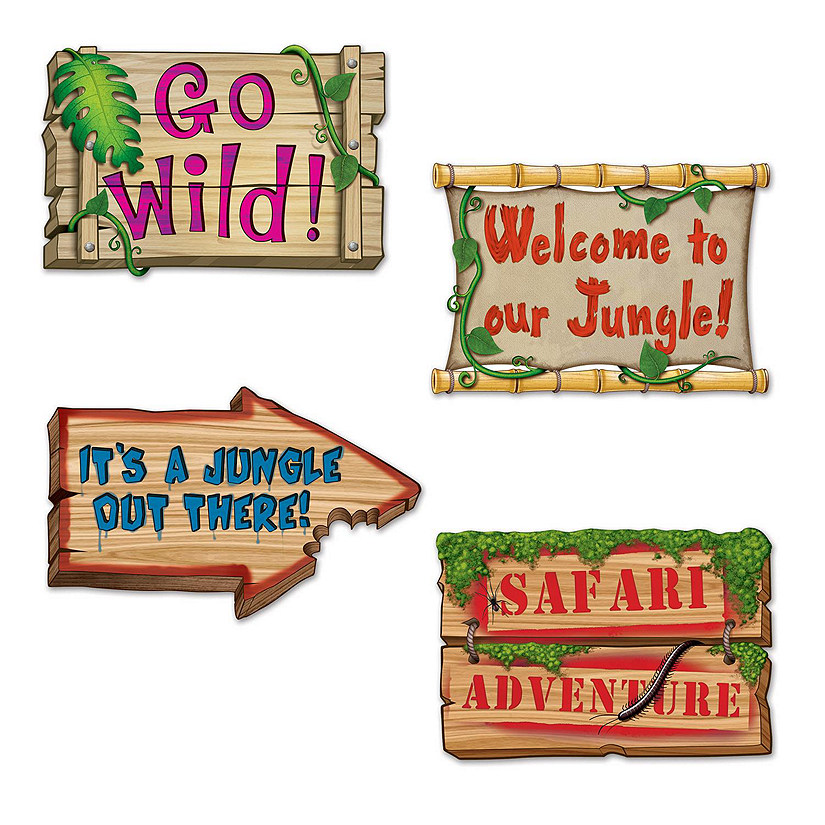 Beistle - Jungle Sign Cutouts - 12 Pack Image
