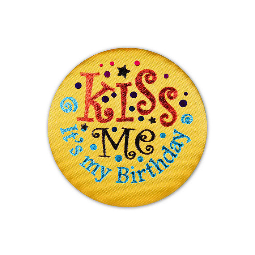 Beistle - Kiss Me It's My Birthday Satin Button - 6 Pack Image