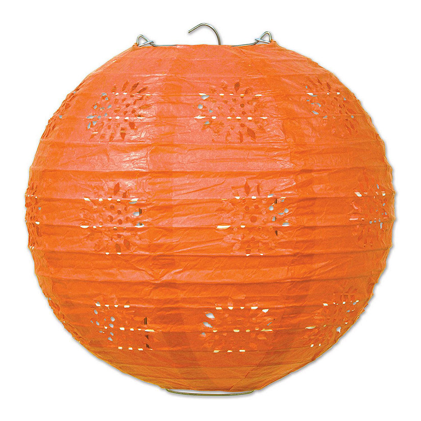 Beistle - Lace Paper Lanterns - Orange - 6 Pack Image
