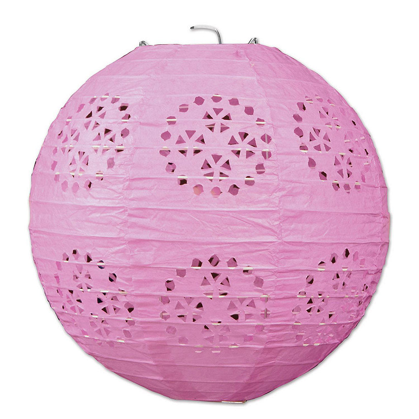 Beistle - Lace Paper Lanterns - Pink - 6 Pack Image