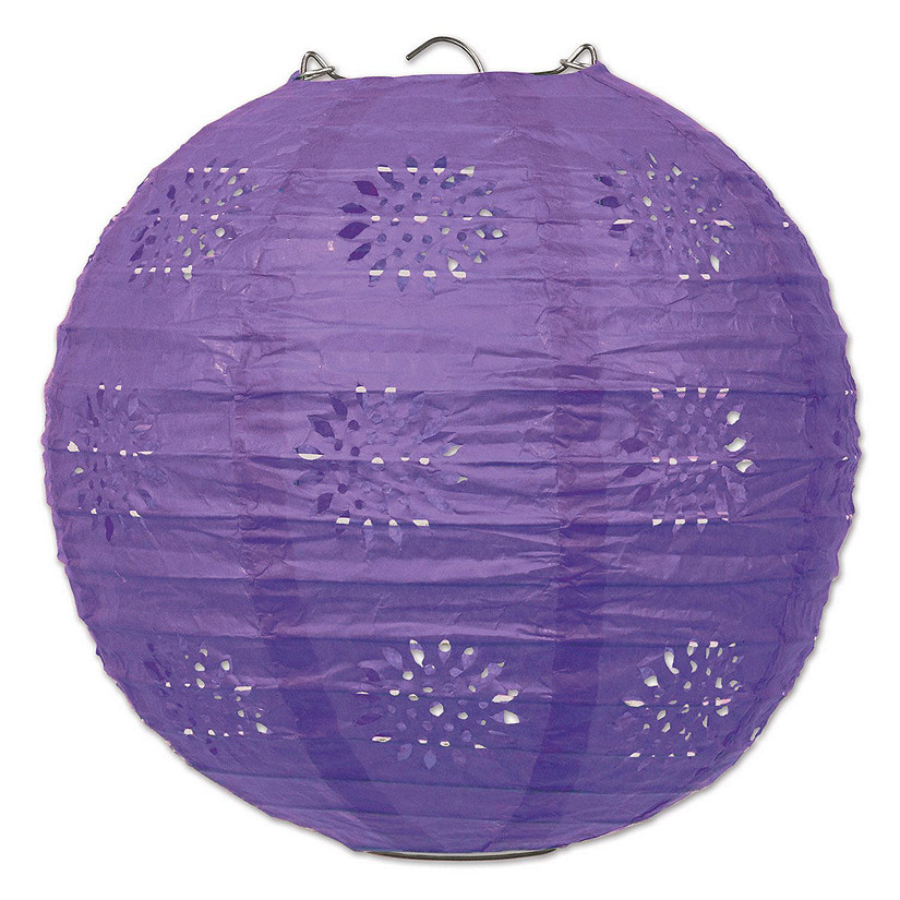 Beistle - Lace Paper Lanterns - Purple - 6 Pack Image