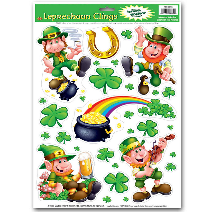 Beistle - Leprechaun/Shamrock Clings - 12 Pack Image