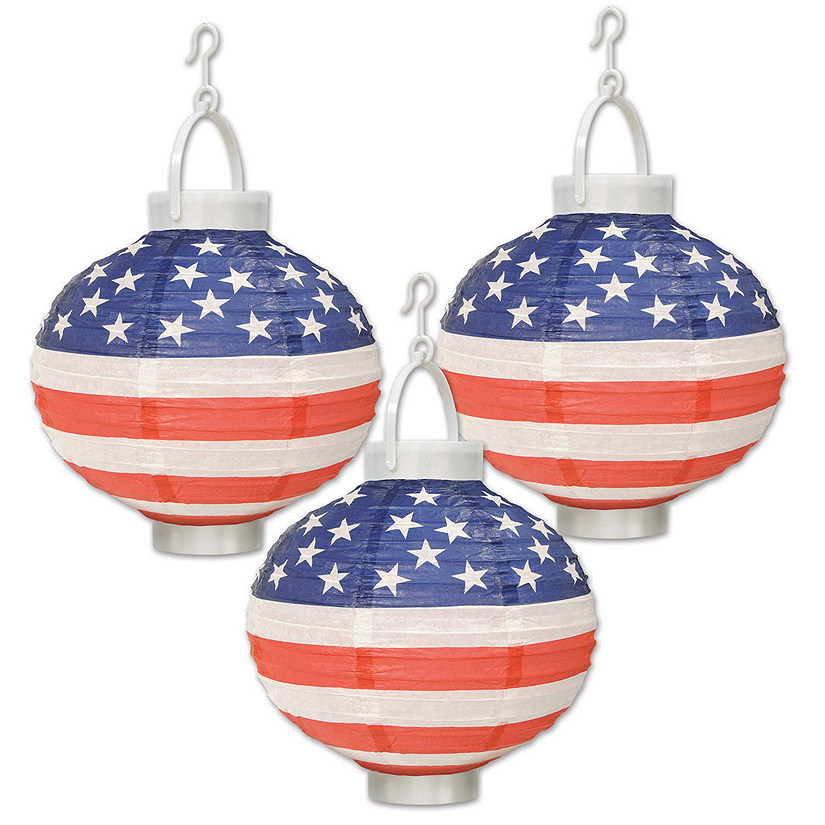 Beistle - Light-Up Patriotic Paper Lanterns - 6 Pack Image