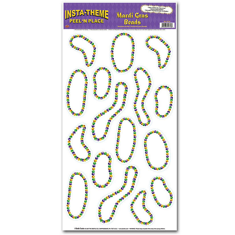 Beistle - Mardi Gras Beads Peel 'N Place - 12 Pack Image