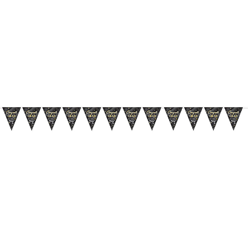 Beistle - Metallic Congrats Grad Pennant Banner - 12 Pack Image