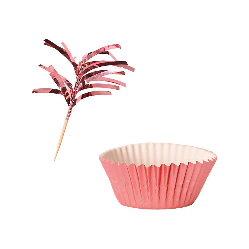 Beistle - Metallic Cupcake Liners &amp; Picks - Rose Gold - 6 Pack Image