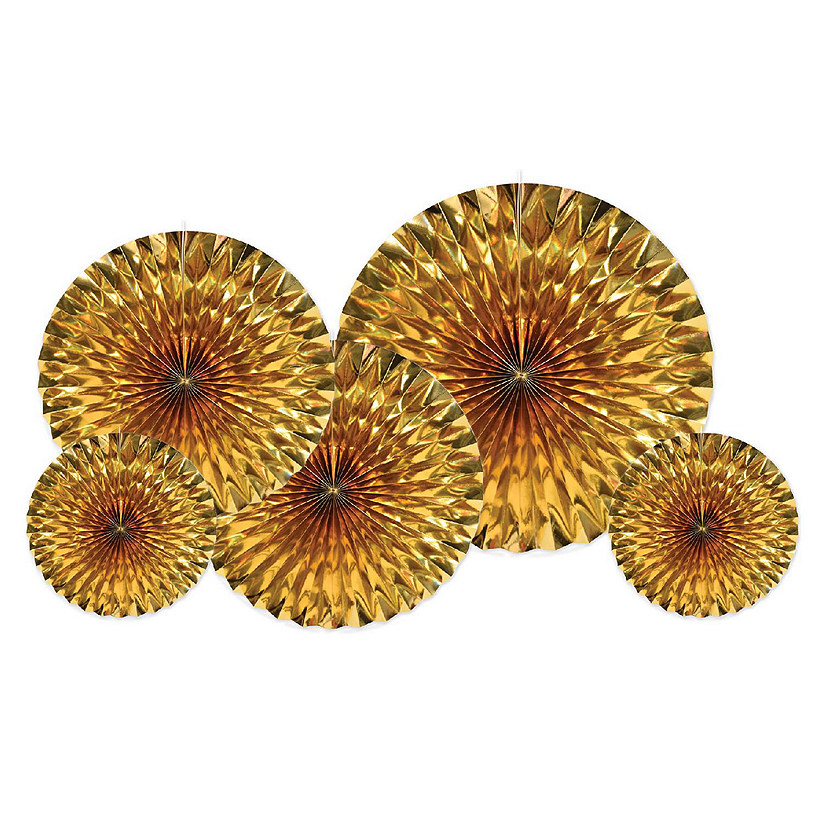Beistle - Metallic Fans - Golden - 6 Pack Image
