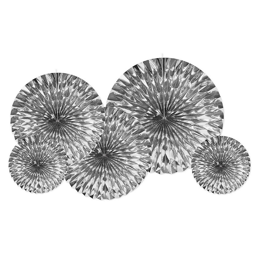 Beistle - Metallic Fans - Silver - 6 Pack Image