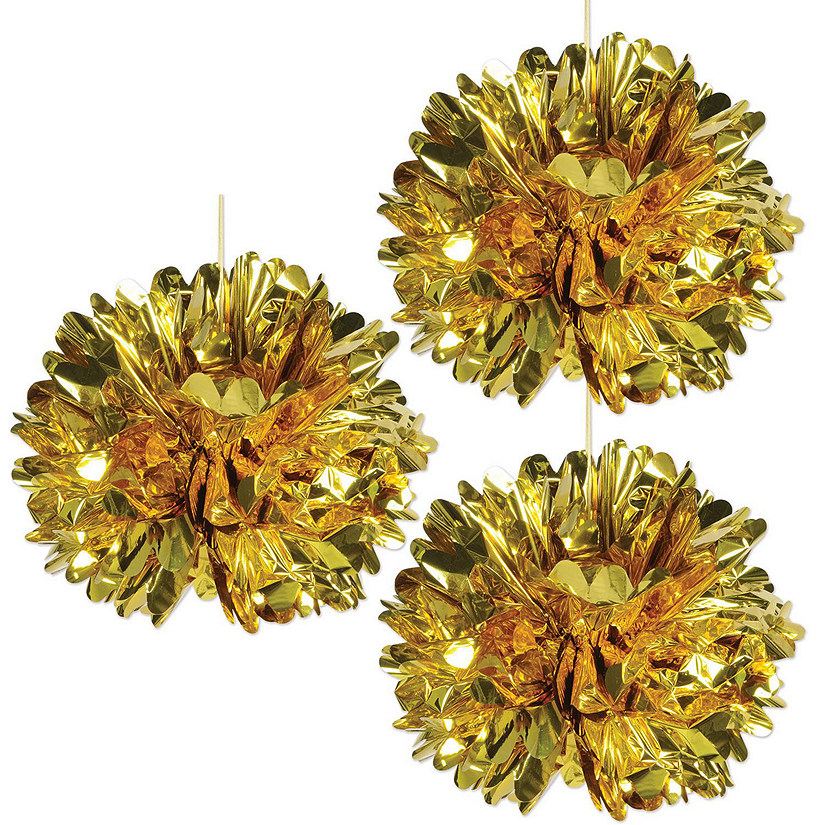 Beistle - Metallic Fluff Balls - Golden - 12 Pack Image