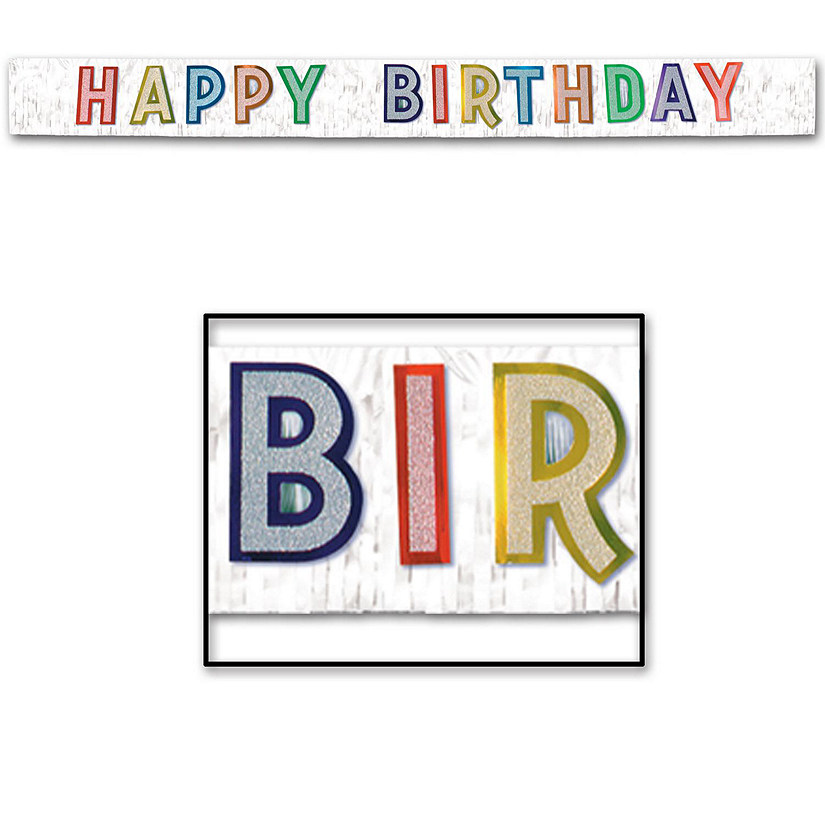 Beistle - Metallic Happy Birthday Banner - Multicolor - 6 Pack Image
