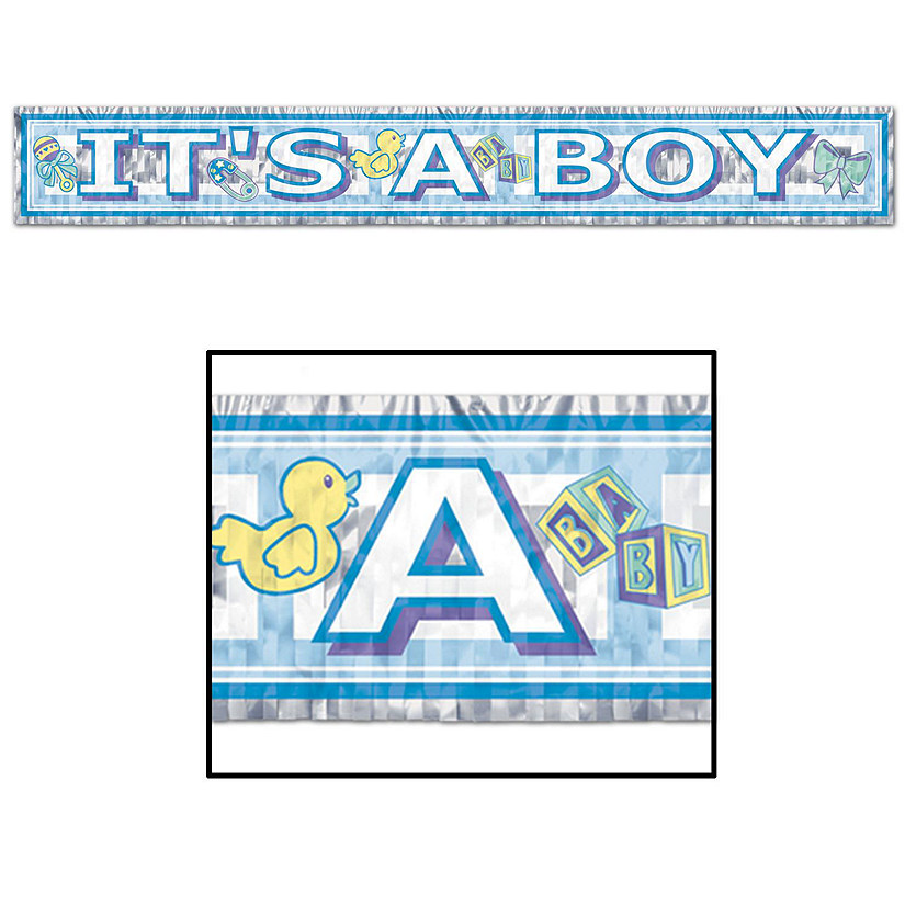 Beistle - Metallic It's A Boy Fringe Banner - 12 Pack Image