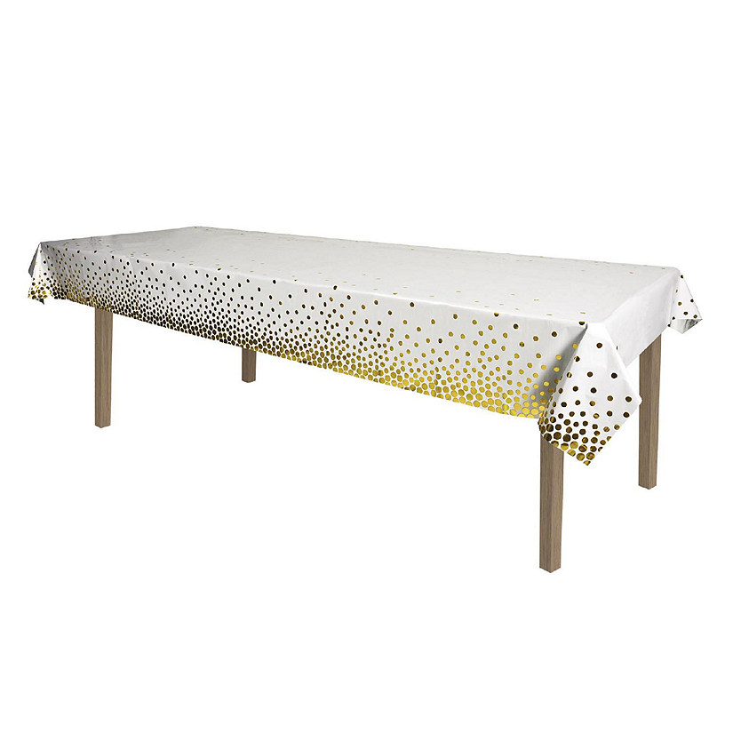 Beistle - Metallic Polka Dots Tablecover - Golden - 12 Pack Image