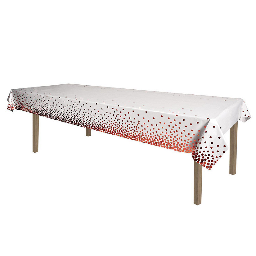 Beistle - Metallic Polka Dots Tablecover - Rose Gold - 12 Pack Image