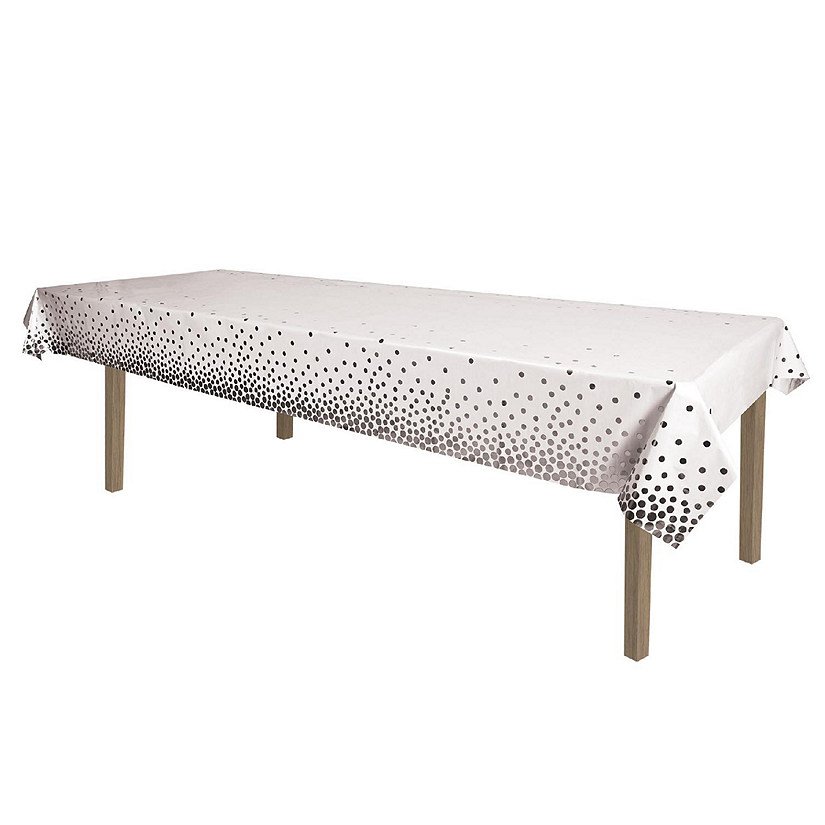 Beistle - Metallic Polka Dots Tablecover - Silver - 12 Pack Image