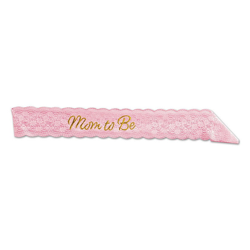 Beistle - Mom To Be Lace Sash - Pink - 6 Pack Image