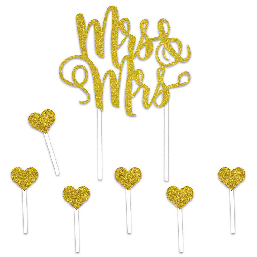 Beistle - Mrs &amp; Mrs Cake Topper - 12 Pack Image