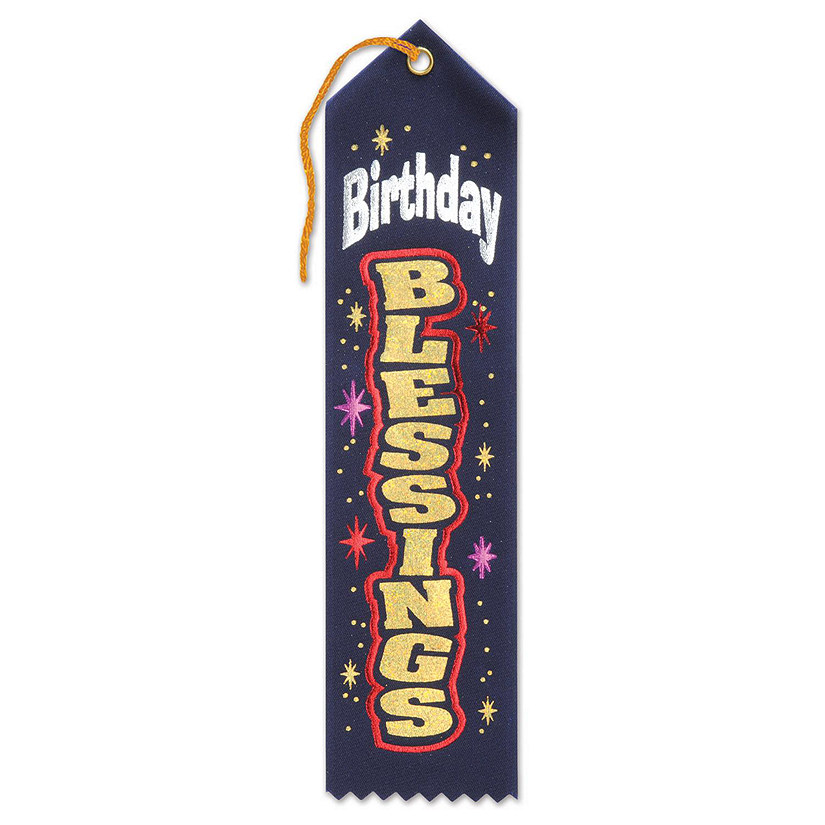 Beistle - Navy Birthday Blessings Ribbon - 6 Pack Image