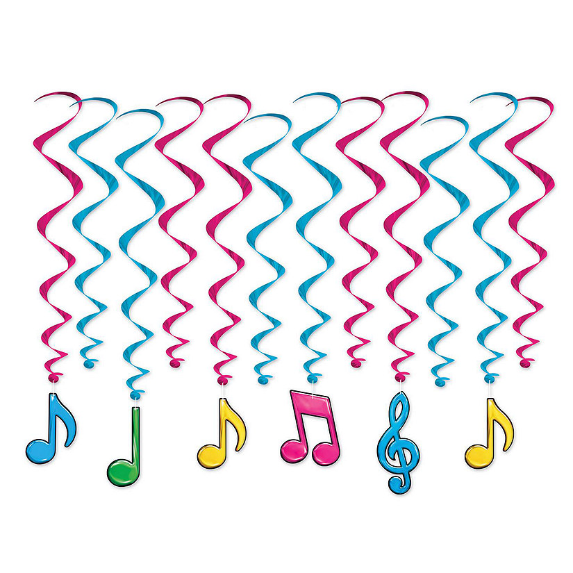 Beistle - Neon Musical Notes Whirls - 6 Pack Image