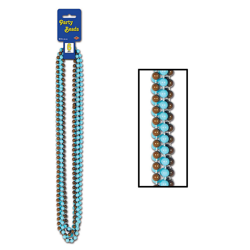 Beistle - Party Beads - Small Round - Blue and Brown - 12 Pack Image