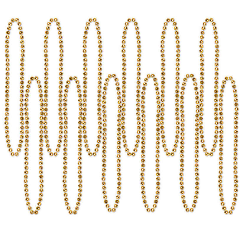 Beistle - Party Beads - Small Round - Golden - 12 Pack Image