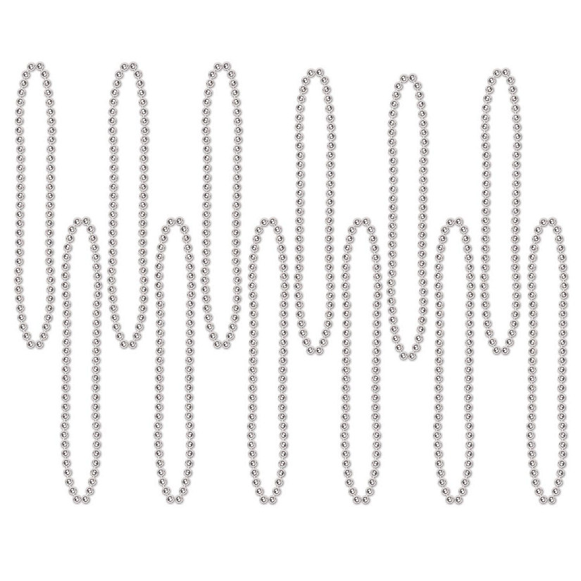Beistle - Party Beads - Small Round - Silver - 12 Pack Image