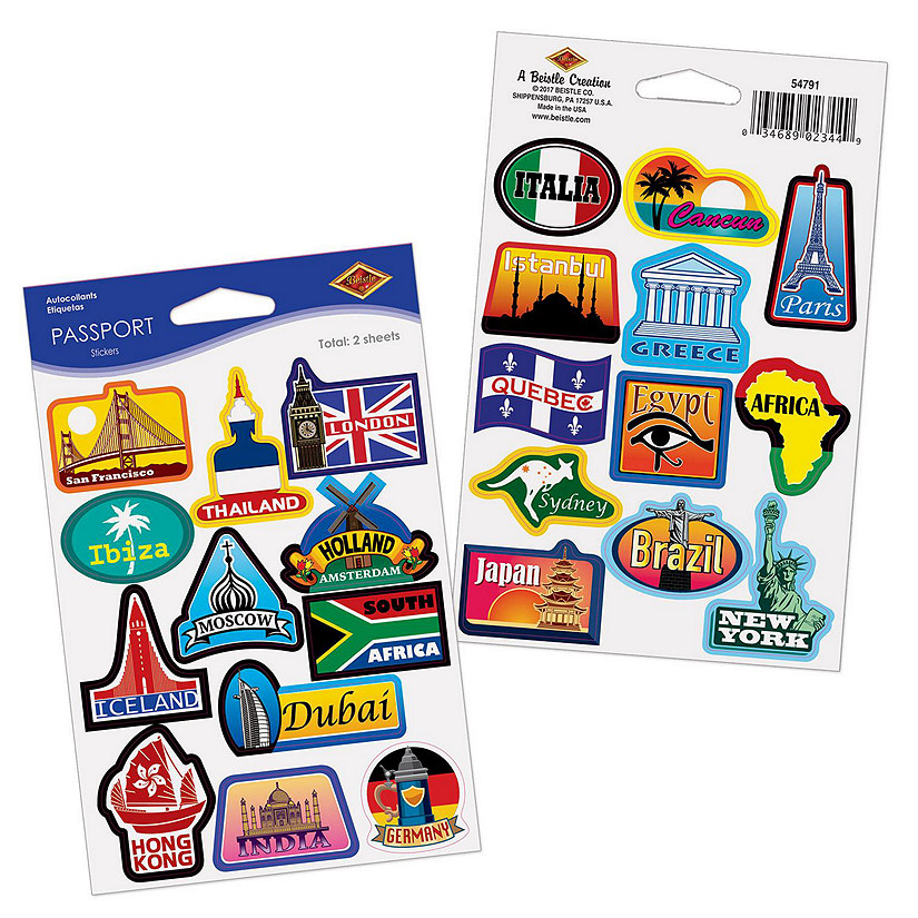 Beistle - Passport Stickers - 12 Pack Image