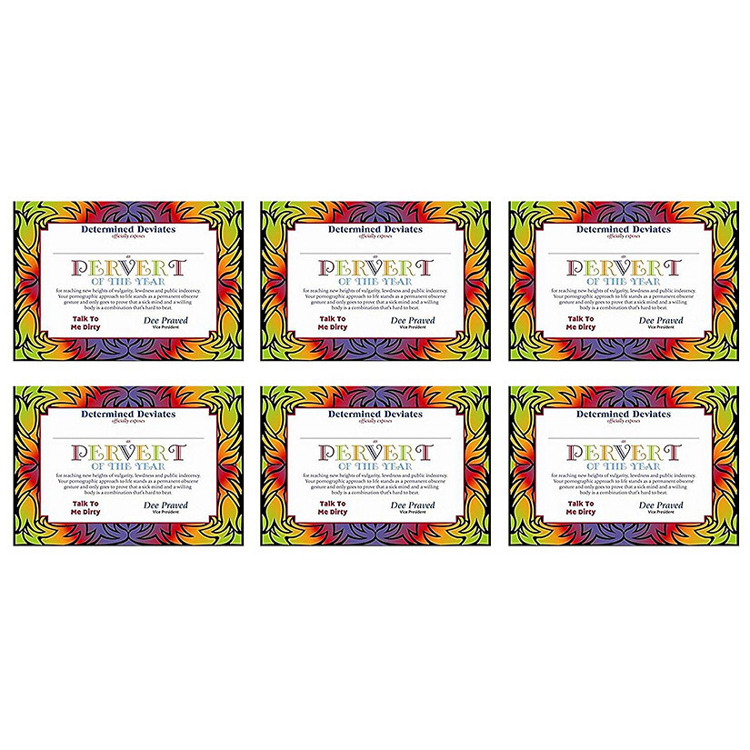 Beistle - Pervert Of The Year Certificate - 6 Pack Image