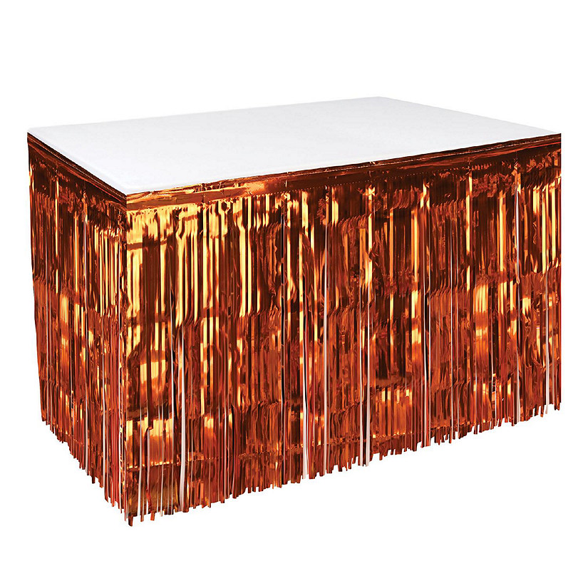 Beistle - Pkgd 1-Ply Metallic Table Skirting - Orange - 6 Pack Image