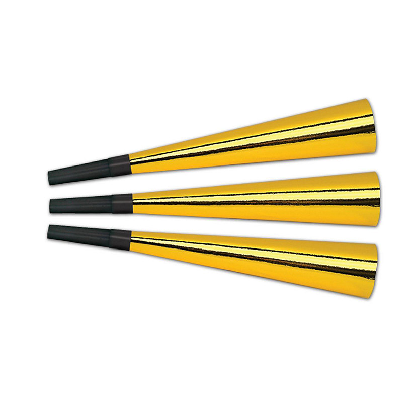 Beistle - Pkgd Foil Horns - Golden - 12 Pack Image