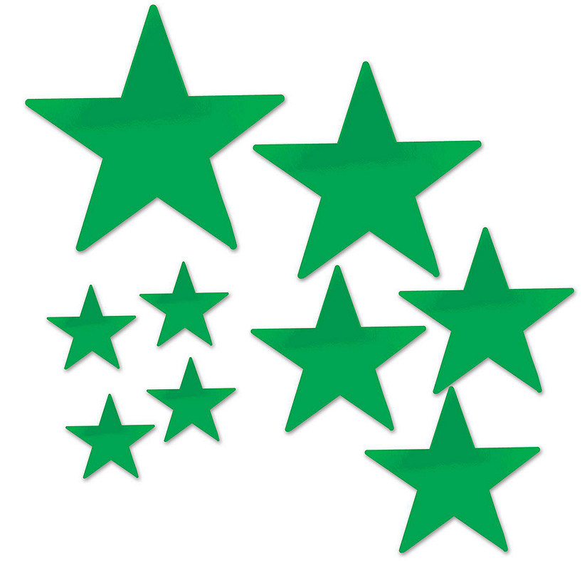Beistle - Pkgd Foil Star Cutouts - Green - 12 Pack Image