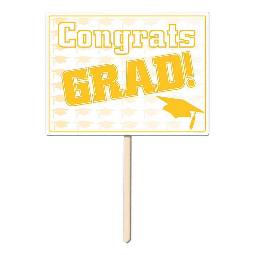 Beistle - Plastic Congrats Grad Yard Sign - Golden - 6 Pack Image