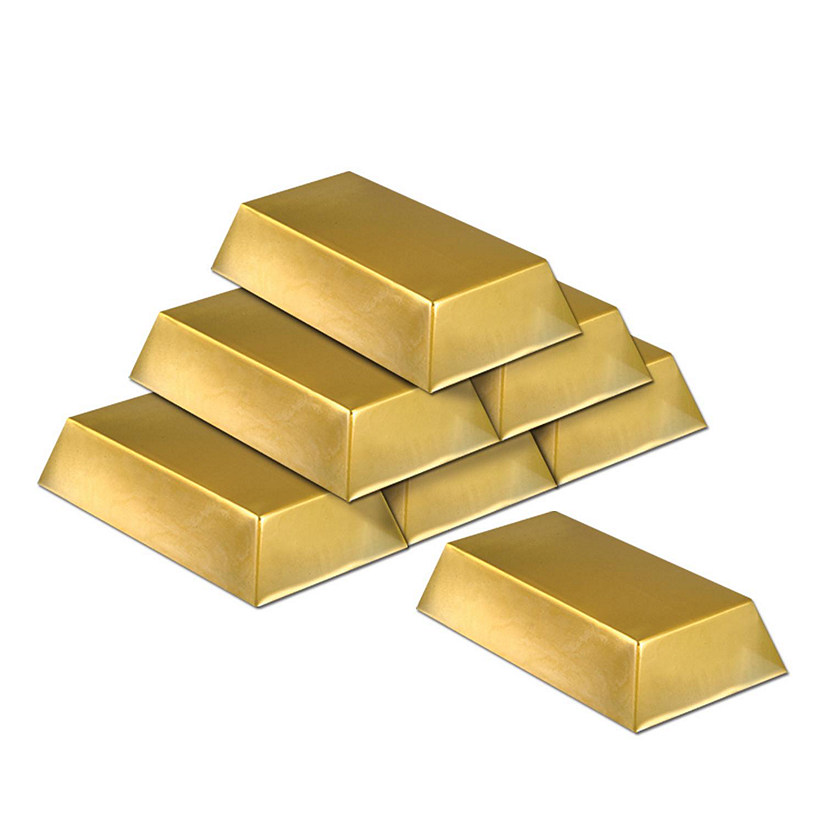 Beistle - Plastic Gold Bar Decorations - 12 Pack Image
