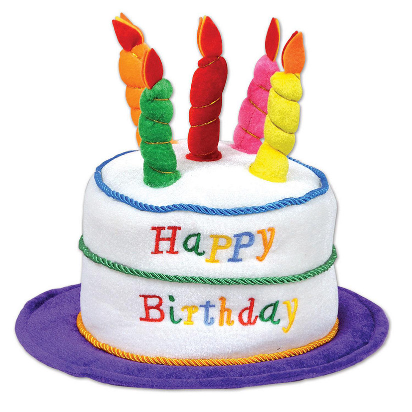 Beistle - Plush Birthday Cake Hat - White - 12 Pack Image