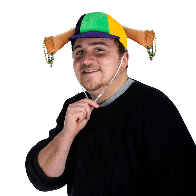 Beistle - Plush Mardi Gras Beads Cap - 6 Pack Image
