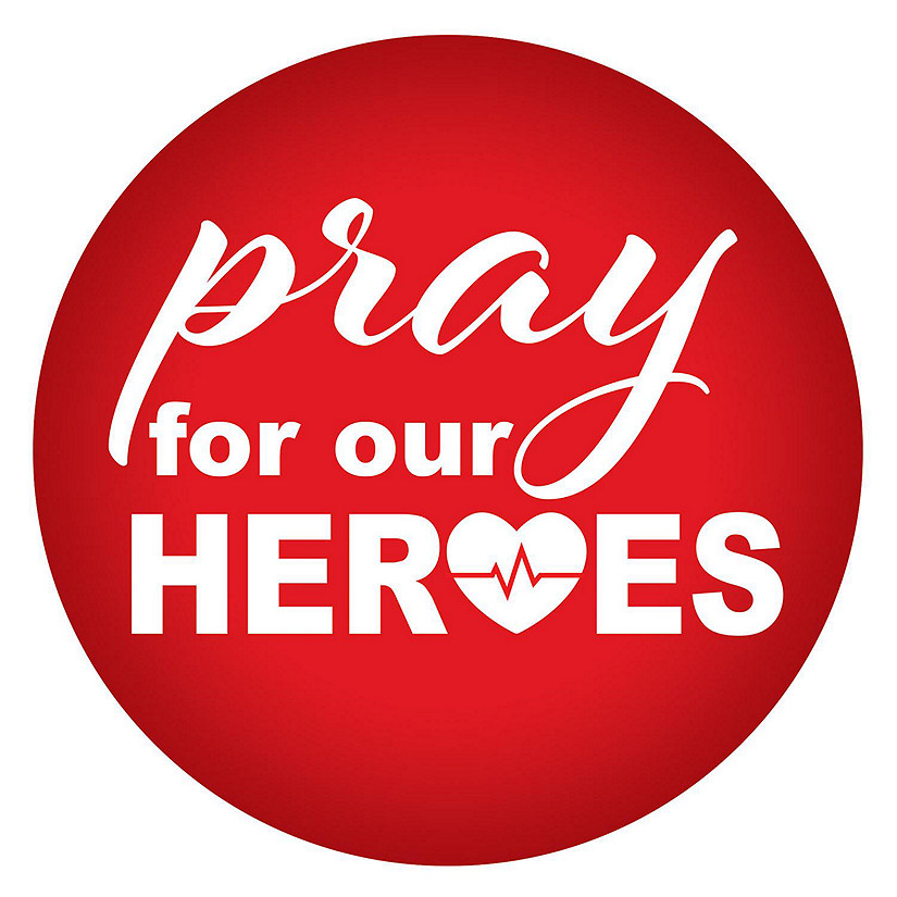 Beistle - Pray For Our Heroes Button - Red - 6 Pack Image