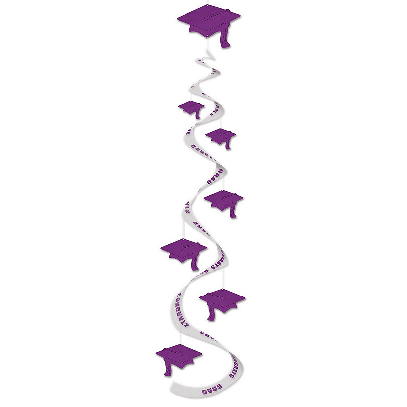 Beistle - Printed Grad Cap Whirls - Purple - 6 Pack Image