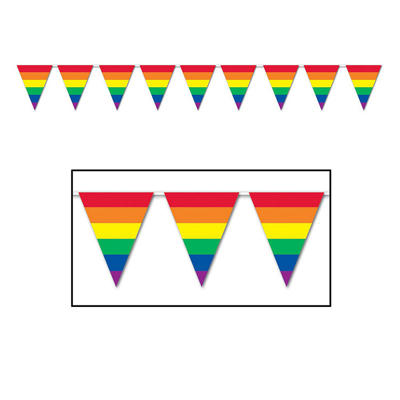 Beistle - Rainbow Pennant Banner - 11" x 12' - 12 Pack Image
