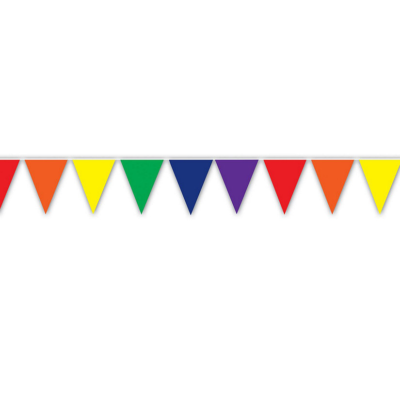 Beistle - Rainbow Pennant Banner - Multicolor - 12 Pack Image