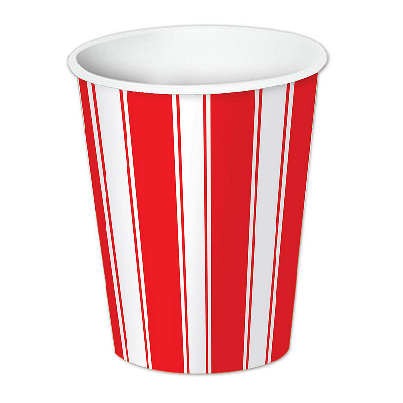 Beistle - Red &amp; White Stripes Beverage Cups - 12 Pack Image